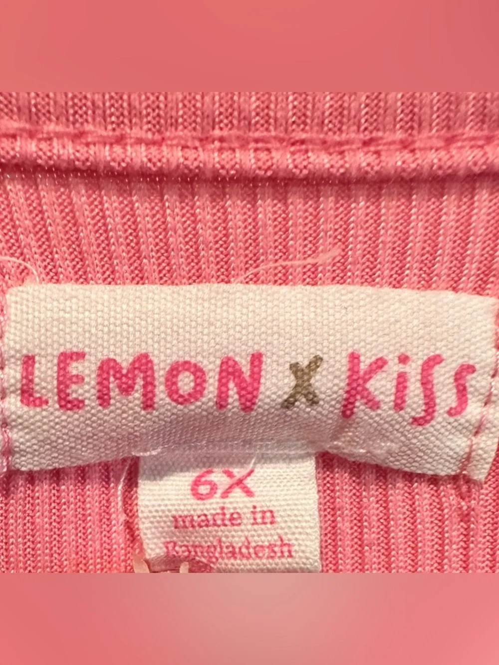 Lemon Kiss Girls Pink Ribbed Dress - EUC